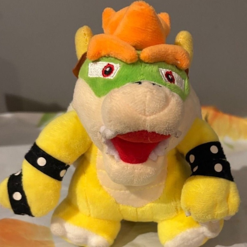 Nintendo Super Mario Bowser Plush Stuffed Animal Toy Yellow Green Shell 7 Inch